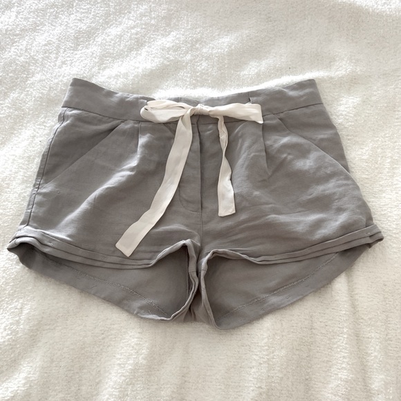 Grey Linen Wilfred Shorts with Drawstring - Picture 1 of 4